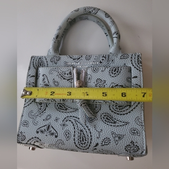 Brandon Blackwood Kuei Mini Bag Blue Paisley Leather Crossbody - Picture 15 of 16